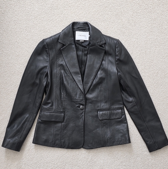 CYBER MONDAY! Frame School Boy Leather Blazer Size Small (4) - Picture 7 of 15